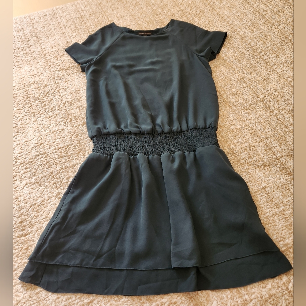BANANA REPUBLIC Women's  chiffon short sleeve‎ dress above knees Green Size 0